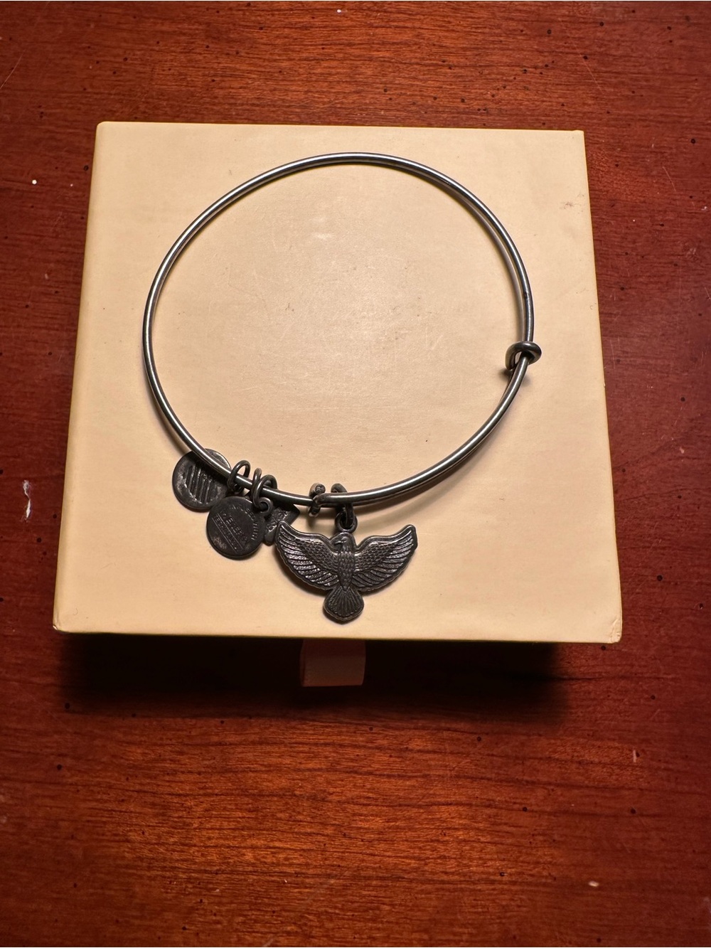 Alex and Ani Phoenix Bird Charm Bangle Bracelet Rafaelian Silver Expandable